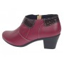 Botine dama grena din piele naturala cu toc gros si fermoar MV4GRN